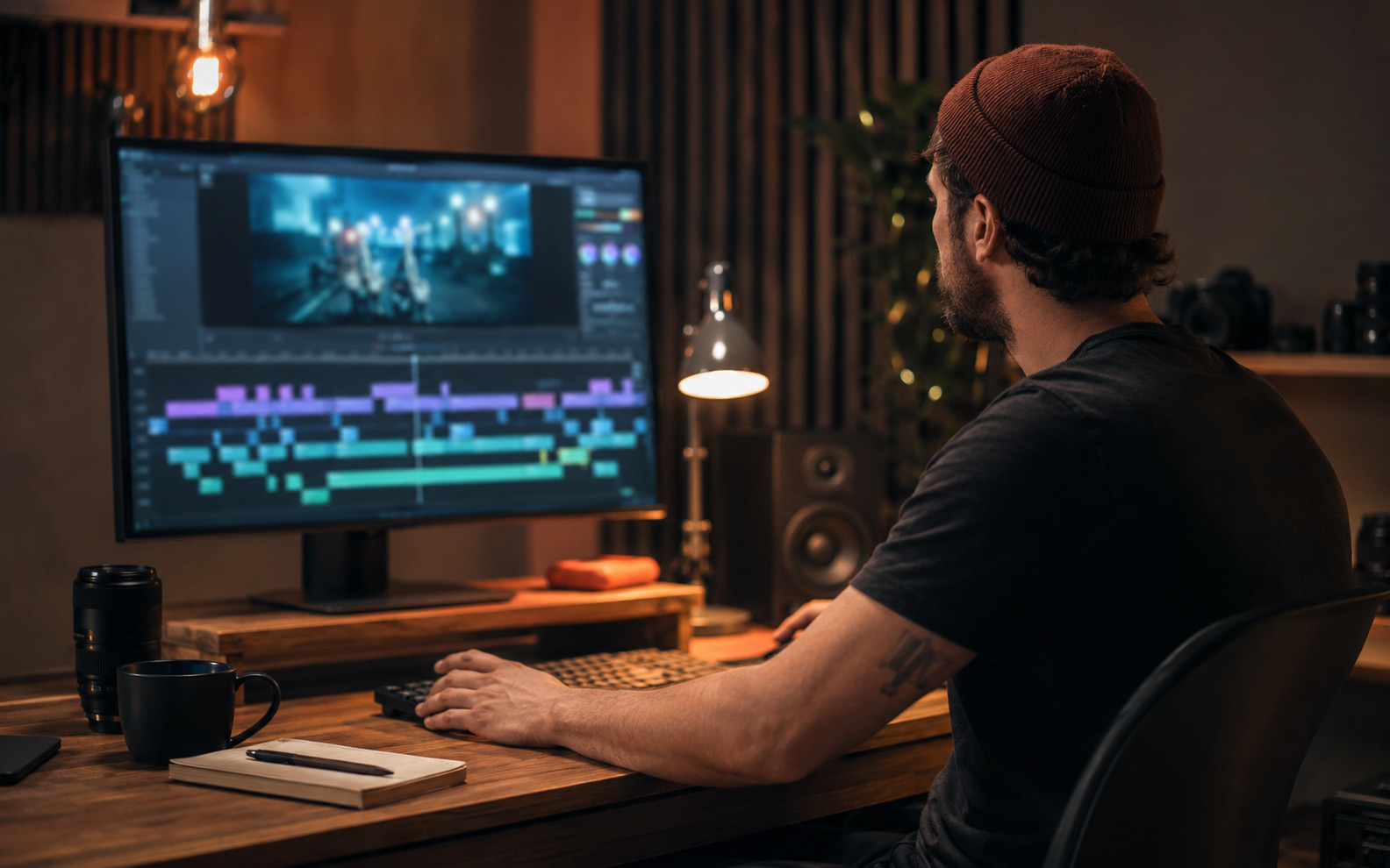 Creator care editează un material video